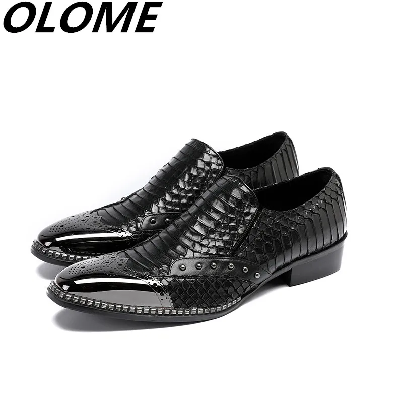 

Mens Patent Leather Black Shoes Low Heels Snake Skin Steel Toe Slipon Oxford British Mens Dress Shoes Formal Zapatos Hombre