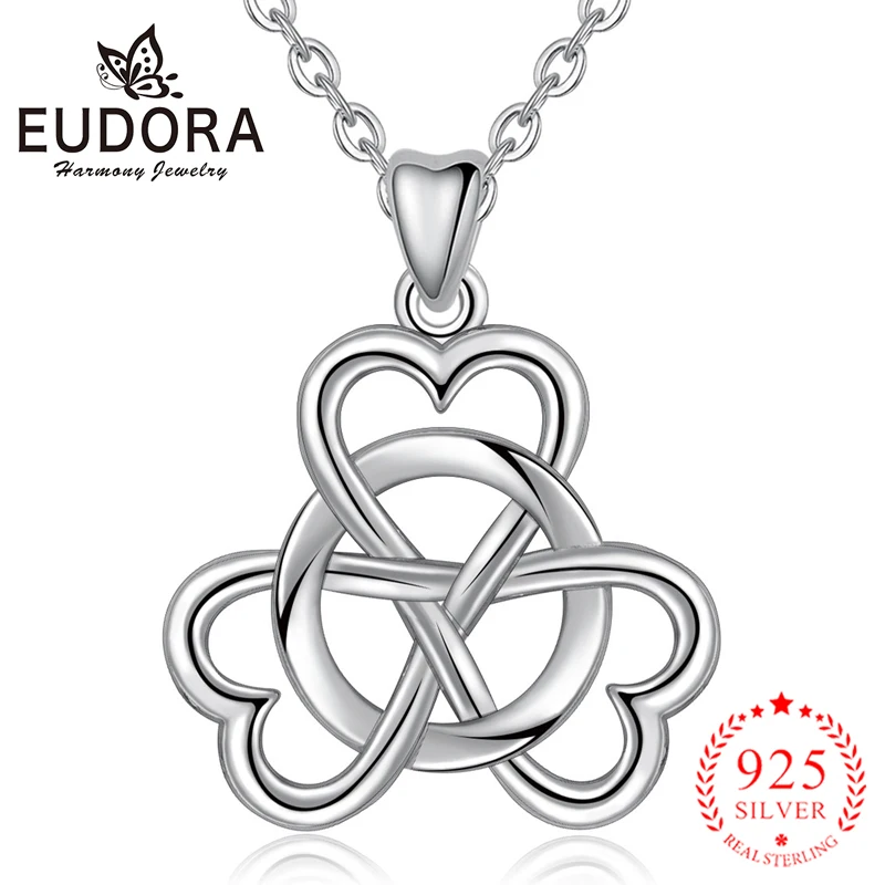 EUDORA 925 Sterling Silver Silver Clover Necklace 3 Leaf Traditional 925 Sterling Silver Shamrock for Faith Hope and Love CYD044