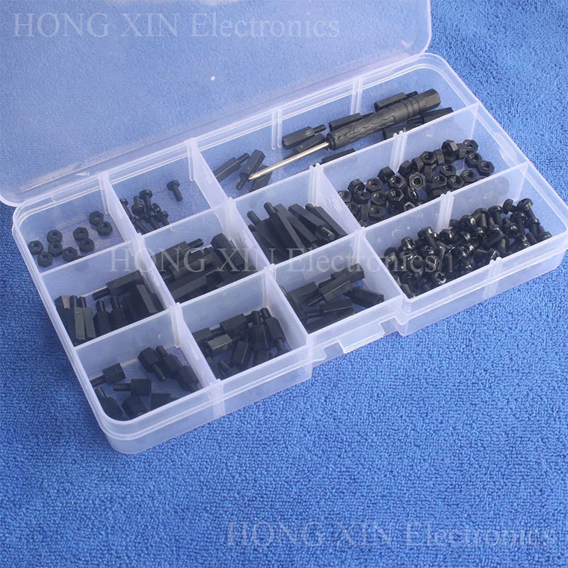 210Pcs Assorted M3 M2.5 Nylon Screws Nut Standoffs Spacers for Arduino Raspberry Pi DIY Aircraft FPV RC Drone PC mods