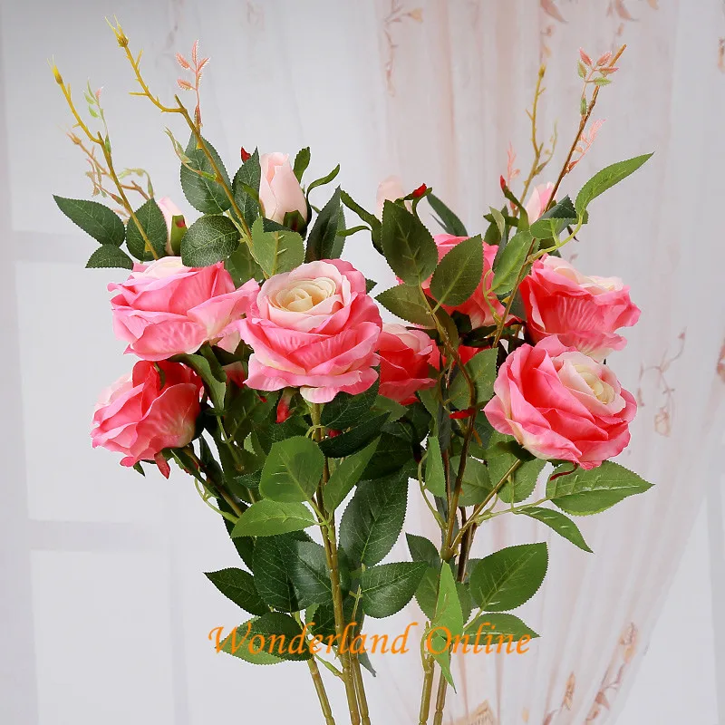 5 Colors! Two Flower Heads Lover Roses Bouquet For The Simulation Bridal Wedding Bouquet Holiday Party Decoration Fake Flowers