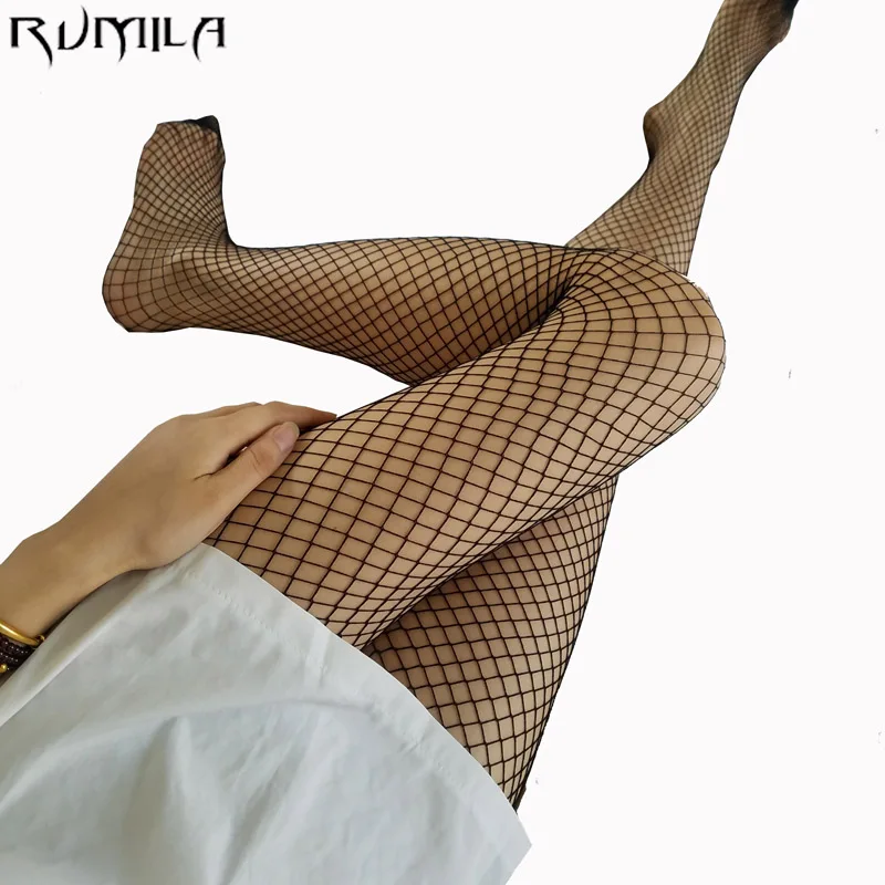 

Black medium grid SEXY women high waist stocking fishnet club tights panty knitting net pantyhose trouser mesh lingerie TT016