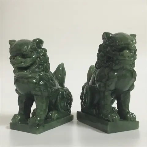 2 Pcs Fu Foo Dogs Lions Statues Sculpture Chinese Dragon Figurines Garden Decoration Buddha Statue Feng Shui Home Décor