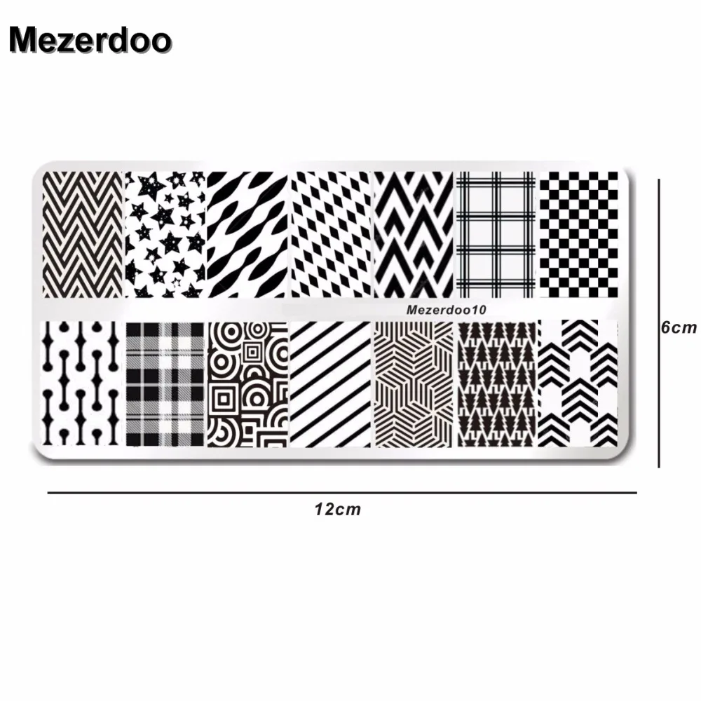 Lớn Thiết Kế Nail Art Stamp Template Sáng Tạo Hình Học Mô Hình Dòng Stamping Ảnh Tấm 12X6 cm Mezerdoo10