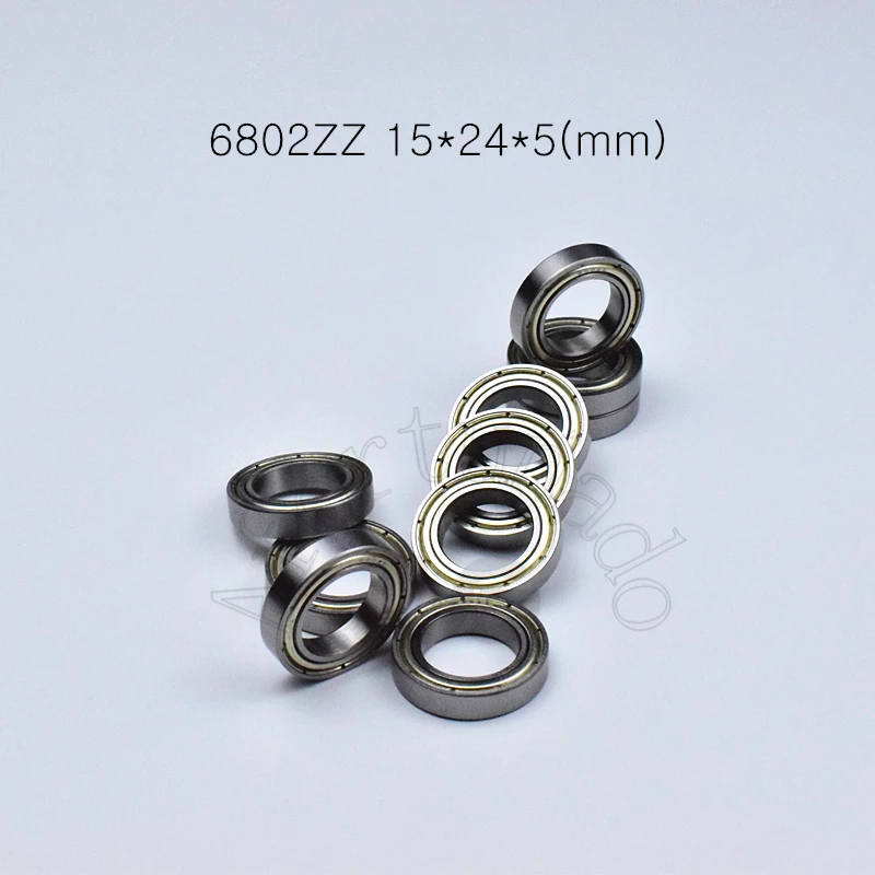 6802ZZ 15*24*5(mm) 10pieces free shipping bearing  ABEC-5 6802 6802ZZ chrome steel metal sealed bearing Thin wall bearings