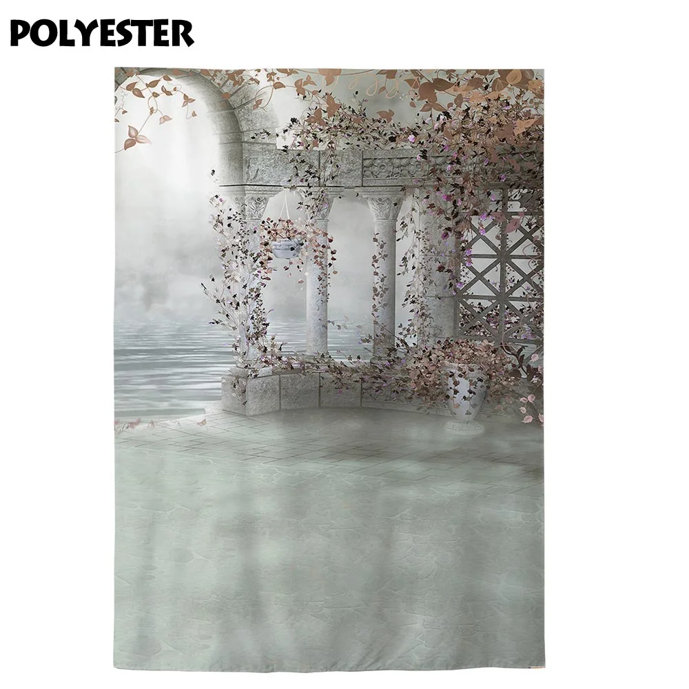 Allenjoy การถ่ายภาพแต่งงานฉากหลังแฟนตาซี Wonderland Castle Arch Vine ดอกไม้พื้นหลัง Photocall Photobooth ตกแต่งผ้า