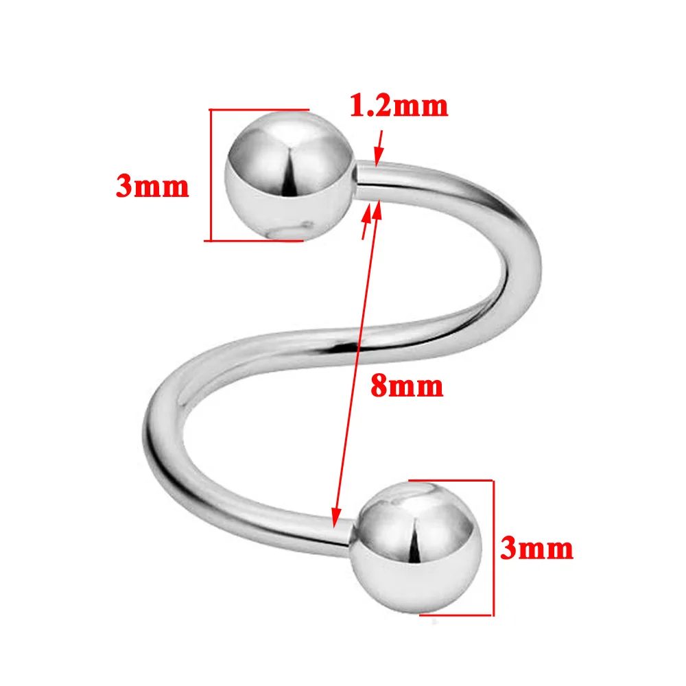 1PC S Spiral Twist Belly Button Rings Ear Cartilage Helix Tragus Piercing Nose Ring Lip Eyebrow Piercing Body jewelry