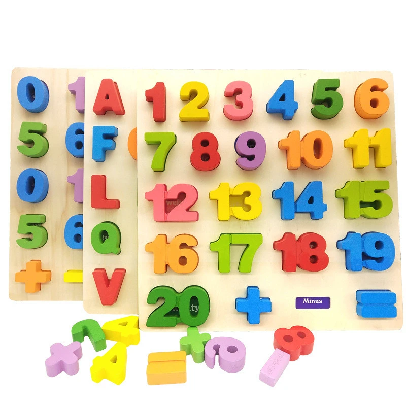 Wooden Toys Alphabets Digital Puzzles For Kids Early Educational Toys Children Letters Board Learning Education Baby Toys