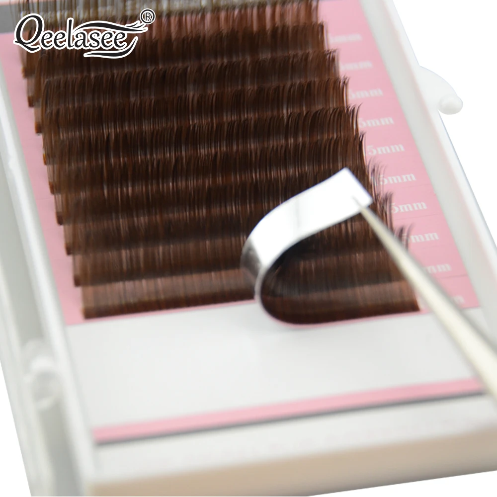 Qeelasee Braune Wimpernverlängerungen aus Nerz, Hochwertiges Make-up-Material, Weiche Natürliche Vorgefertigte Volumen-Wimpern – Detail 6