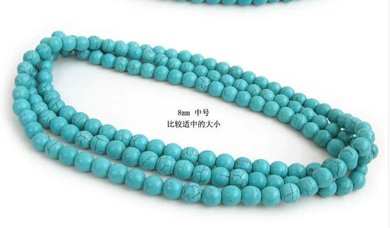 Wedding Woman Jewelry 8mm Round Ball stone Bead Long Necklace Handmade Charm 80cm-200cm