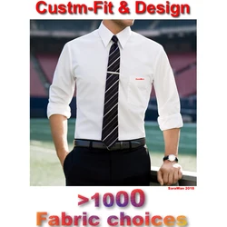 Camisas de vestido dos homens sob medida feito sob encomenda branco manga longa homem vestido camisa masculina casamento chemises sur mesure de qualite de luxe