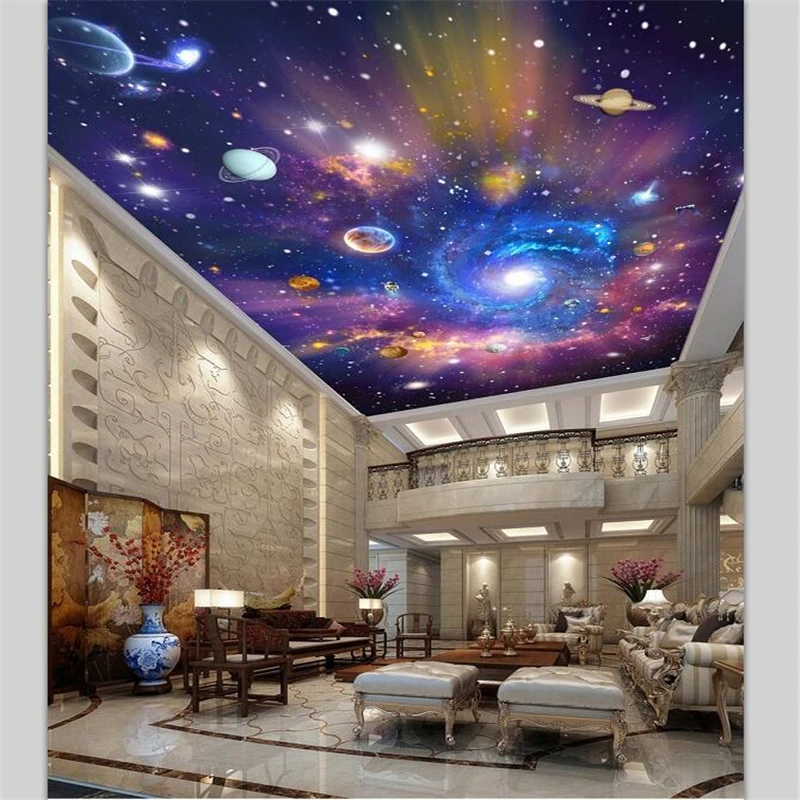 

wellyu papel de parede para quarto Custom wallpaper Colorful sky empty universe Galaxy dream room ceiling ceiling painting