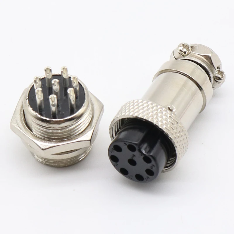 1set GX16 8 Pin Male & Female Diameter 16mm Wire Panel Connector L76 GX16 Circular Connector Aviation Socket Plug