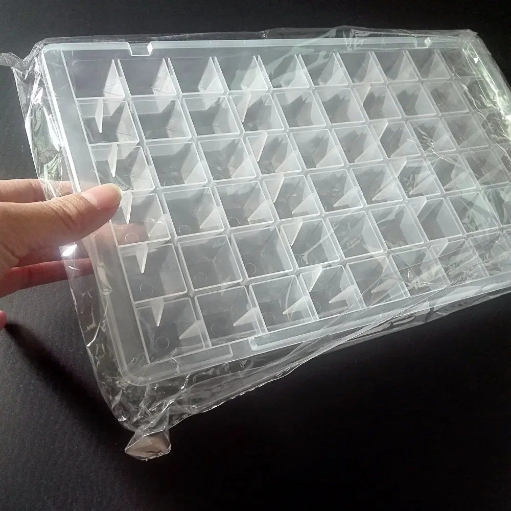 60-Loch-Eisgitter in Diamantform für die Kühlung, hochwertige Kunststoff-Gefrierwerkzeuge, langlebig, transparent