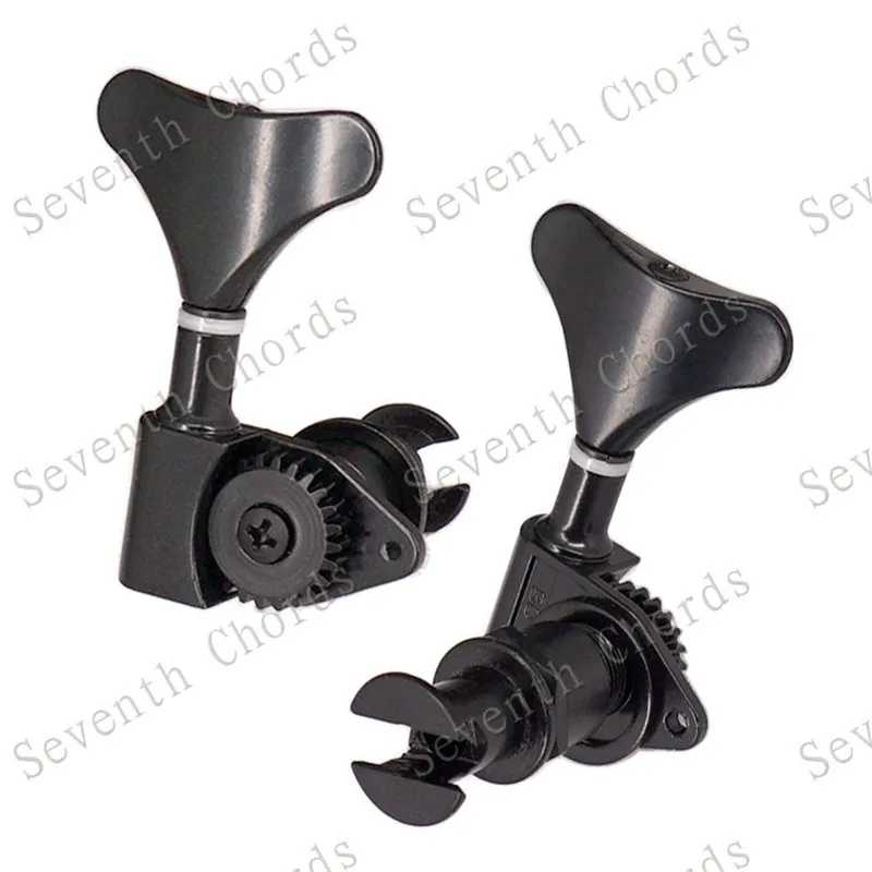 A Set 4 Pcs Fish Tail Open Gear Opened Bass String Tuners Black Tuning Pegs Keys Machine Heads For Electric Bass Guitar parts