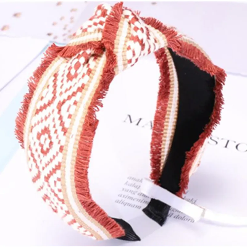 

Vintage Style Tassels Wool Weaving Headband for Women Hair Accessories Girls Hairband Bow Knotted Adults Headband Turban