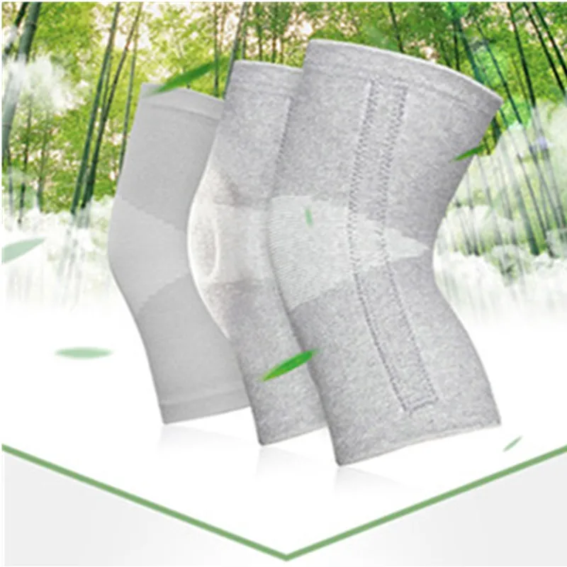 1Pair Warm Elastic Breathable Knee Support Inner Fleece Bamboo Fiber Health Care Knee Brace Spring Stay Shockproof Knee Pads