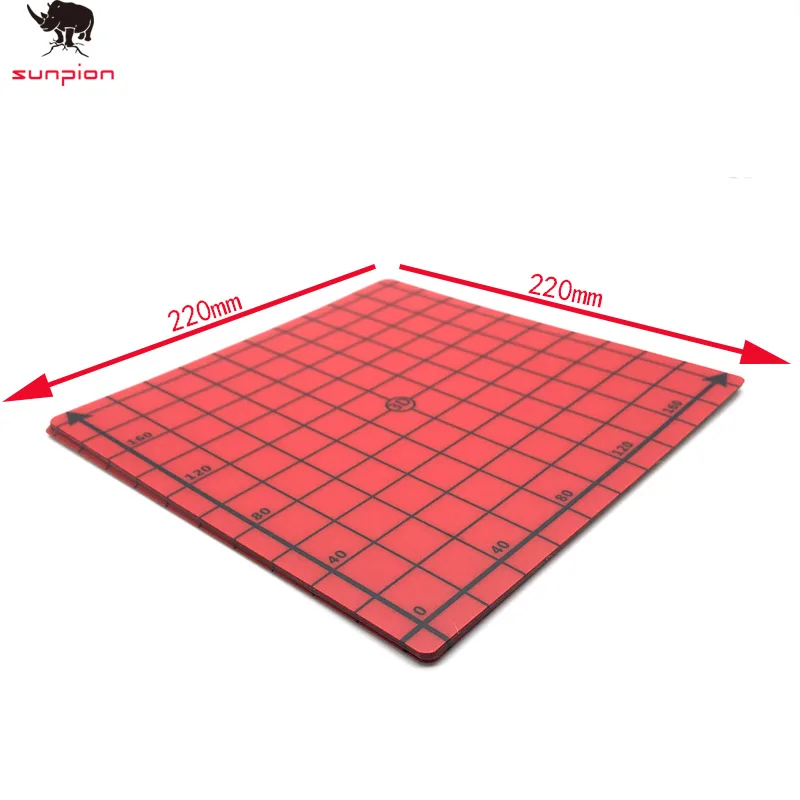 SUNPION 3d Printer Heated Bed Sticker Coordinate Printed 220x220mm Hot Bed Surface Sticker Red  for 3D Printer Parts 2pcs/lot