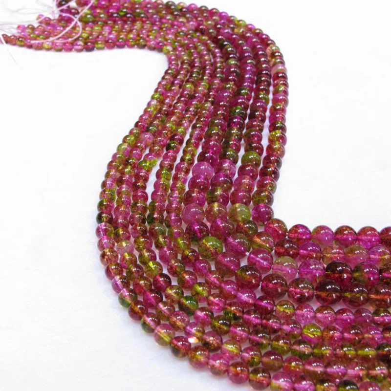 MADALENA SARARA 6mm/8mm/10mm/12mm Colorful Natural Tourmaline Beads Strand 18