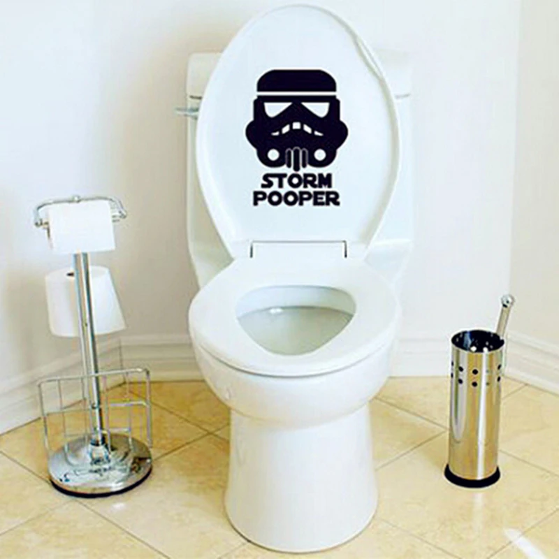 STORM TROOPER ON POOPER Naklejka na deskę sedesową Zabawna naklejka z etykietą łazienkową