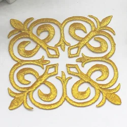 YACKALASI 5 części/partia złota Appliqued Cosplay wykończenia żelazko na złoto dekoracja kostium łaty hafty 8*8cm