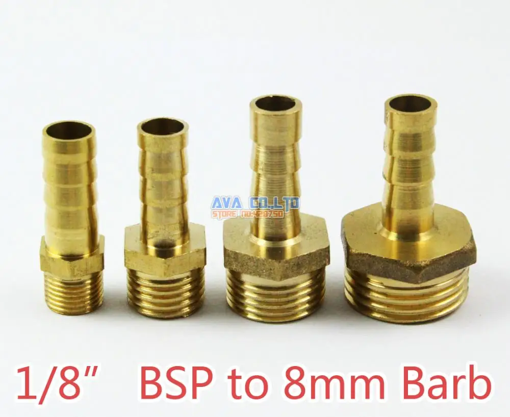 

20 Pieces Brass Male 1/8" BSP to 8mm Barb Hose Tail Fitting Fuel Air Gas Water Hose Connector Coupler