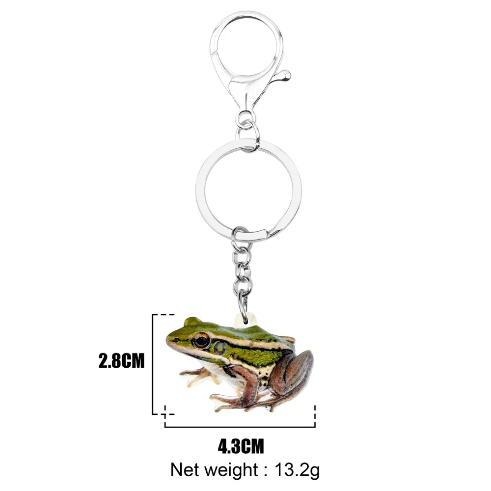 Bonsny Statement Acrylic Sitting Frog Key Chains Keychains Ring Summer Funny Animal Jewelry For Women Girls Bag Gift Charms 2019