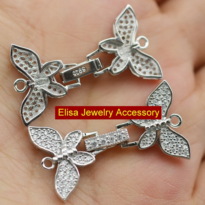 Butterfly Clasp Accessory Women DIY Necklace&Bracelet Clasp Holder For One Strand Silver Plated 3Pieces/Lot