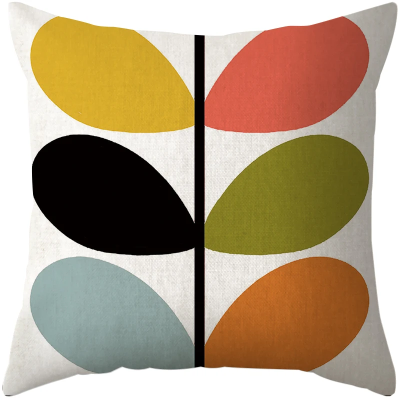 Modern Geometric Flower Pillow Cover Solid Yellow Red Floral Petals Cushion  Home Decorative  Sofa Pillowcase