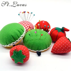 1pcs Ball tomato Shaped Needle Pin Cushion With Elastic Wrist Belt DIY Handcraft Tool for stitch sewing needlework accessory