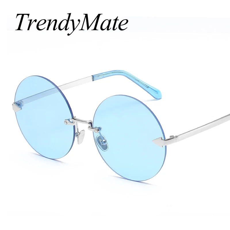 

2023 Round Rimless Sunglasses Women Party UV400 Metal Frame Sunglasses Candy Colors Lady Lunette De Soleil Femme 1121T