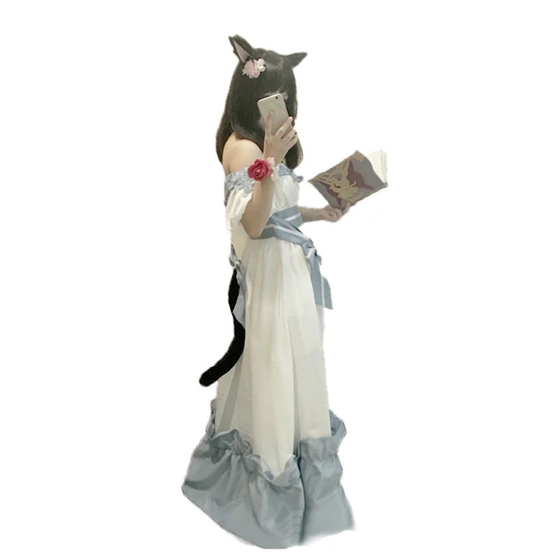 Final Fantasy XIV FF14 Spring Dress Miqo'te Cosplay Costume Outfit 6 color can choose image 3