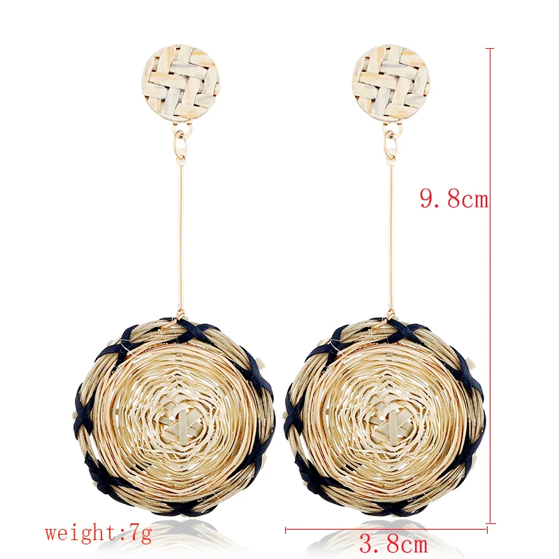 Bohemian retro ethnicity rattan knit tassel statement earrings new style long chic fringe drop dangle earrings for women jewelry