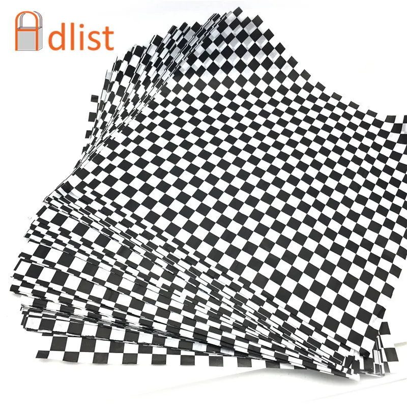 Black Checkered Baking Oil Grease Paper Bread Burger Fries Wrapping Papers Printed Food Grade Wax Baking Paper 500pcs