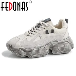 FEDONAS Casual Fashion Women Sneakers Genuine Laeather Lace-Up Flats Spring Summer Casual Sport Shopping Comfortable Shoes Woman