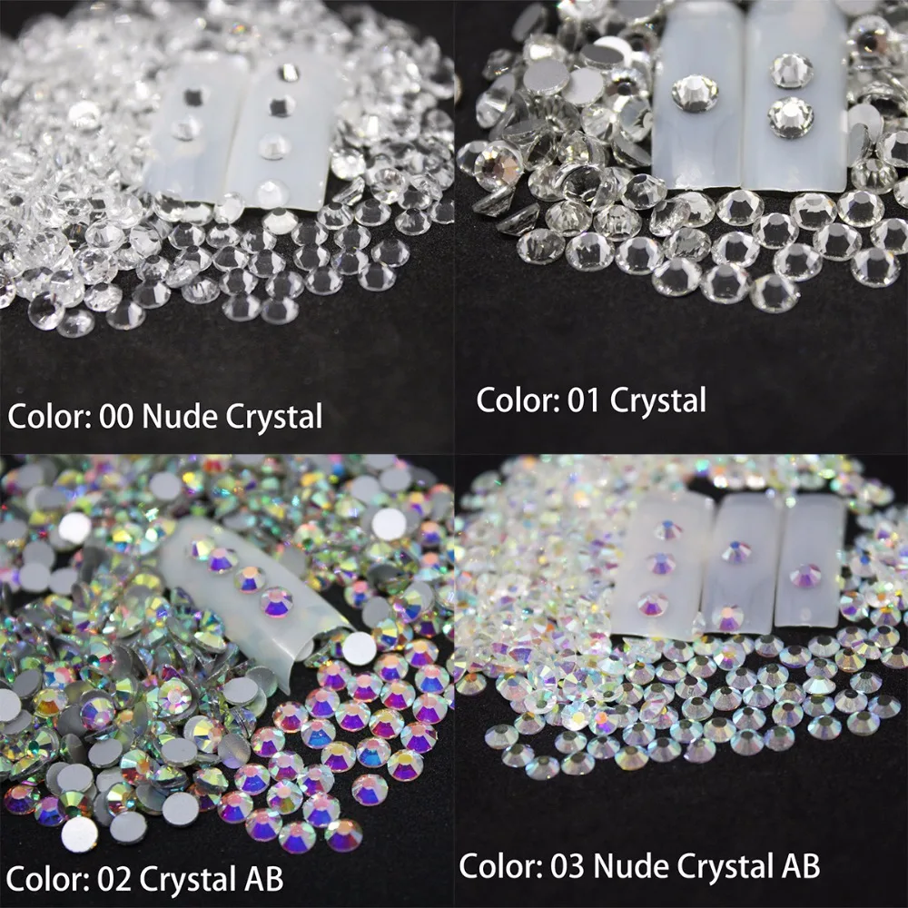 Nail Rhinestones for Nail Art Crystal Glass Stones 3D Nail Art Decoration SS3-SS10 Flat Back Non Hot Fix Gems nails accessoires