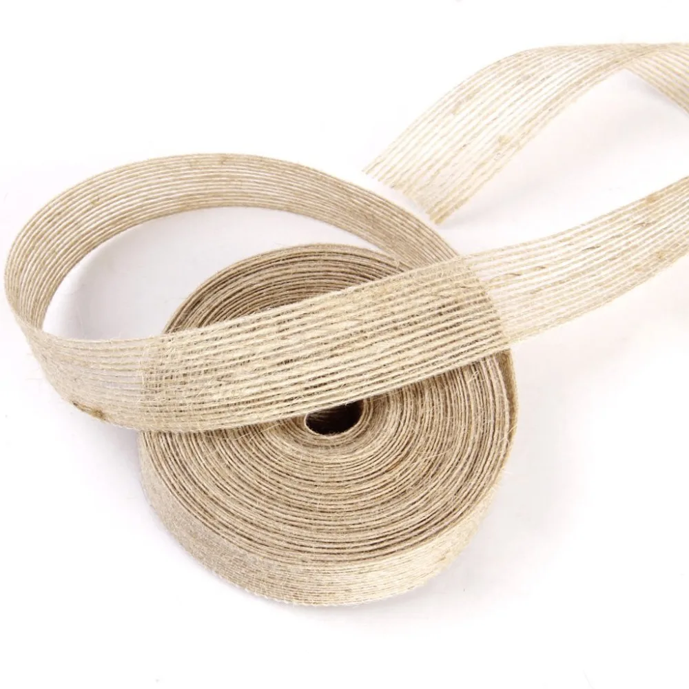 Natural Burlap Hessian Ribbon Fishing Line Pattern for Wedding Party Decoration ,  2.5cm Widths  AA7887