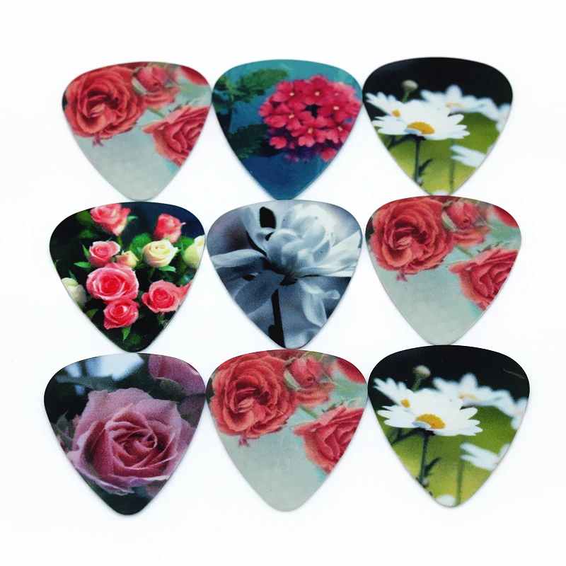 SOACH 10pcs 0.46/0.71/1.0mm Flowers two side earrings pick  guitar Accessories pick guitar picks for ukulele bass Guitar Paddles