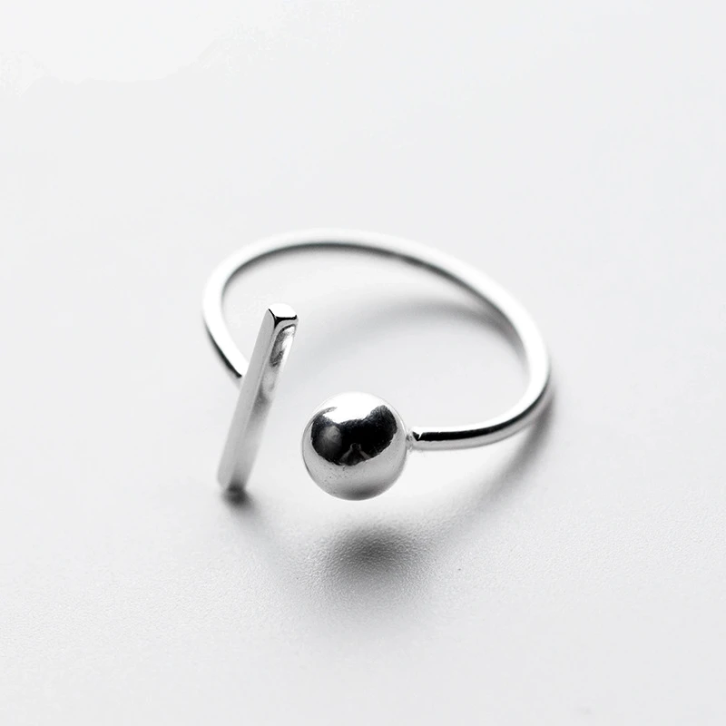 TOYOOSKY Real 925 Sterling Silver Fashion Jewelry Stick and Ball Cocktail Finger Ring Sizable 5 6 7 Girls Teens Women Gift