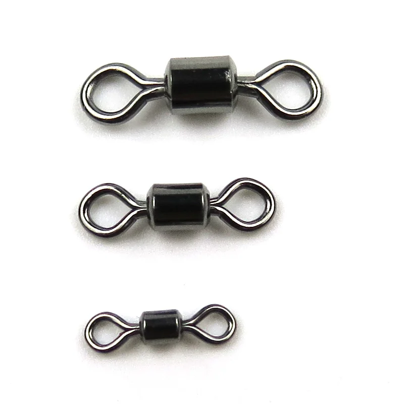 100pcs Fishing Swivels Rolling Swivel Connector Rolling Swivel with size 4# Bearing Solid Rings Sea Fishing Accessories