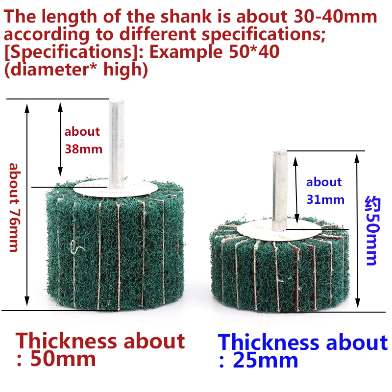 Tête de polissage 6mm, 1 pièce, tampon à récurer, interfeuille, Fiber de roue de ponçage 25mm-100mm pour métal Dremel, accessoires outils