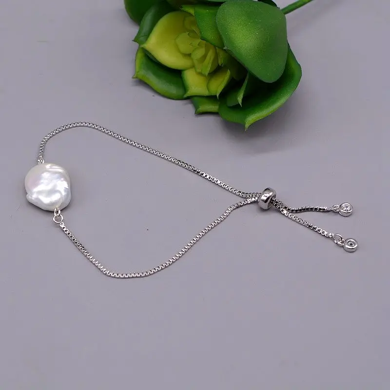 Women\'s Adjustable Bracelet Natural Freshwater Pearl Baroque Bracelet Pull Adjustable Unique Pearl Bracelet Gift for Girls