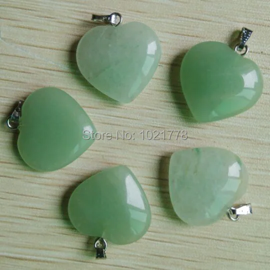 2018 Fashion Hot Sell Natural Stone Green Aventurine Heart Charm Pendants for jewelry making 50pcs/lot  Wholesale free shipping