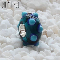 Emith Fla 925 Sterling Silver Grande Foro Rotondo Dot Vetro di Murano Europeo di Fascino Misura Branelli di Marca Troll Braccialetto Gioielli Regali