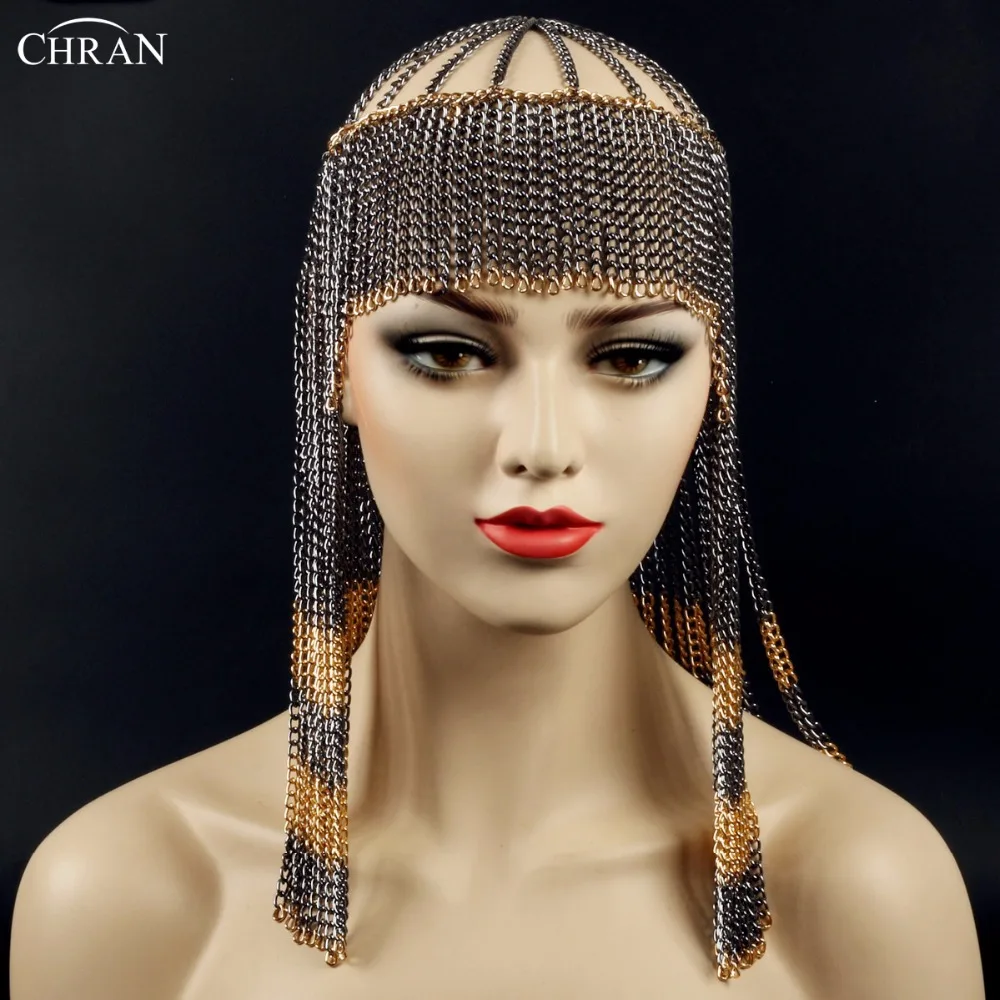 

Chran New Sexy Luxury Fashion Women Punk Multi Layer Metal Head Chain Jewelry Forehead Headband Hair Piece Body Jewelry CRBJ806