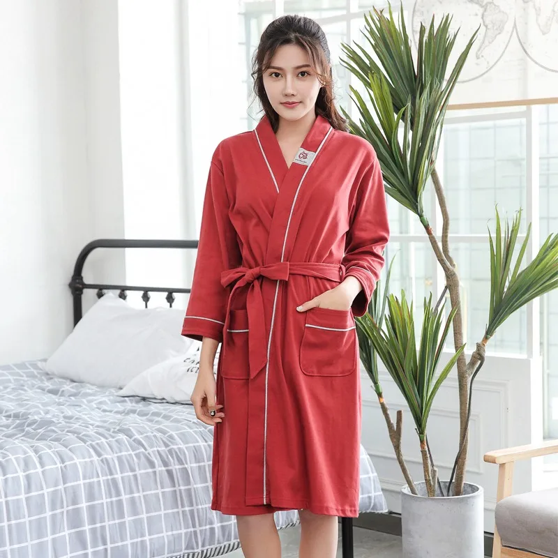 

Cotton Women Bathrobe Long Kimono robe Bathrobe Bath Robe Femme Sleepwear Dressing Gown Bridesmaid Robes Lovers Kimono