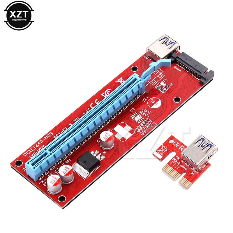 

2018 Hot PCIe PCI-E PCI Express Riser Card 1x to 16x USB 3.0 Data Cable SATA to 4pin IDE Molex Power Supply for BTC LTC ETH