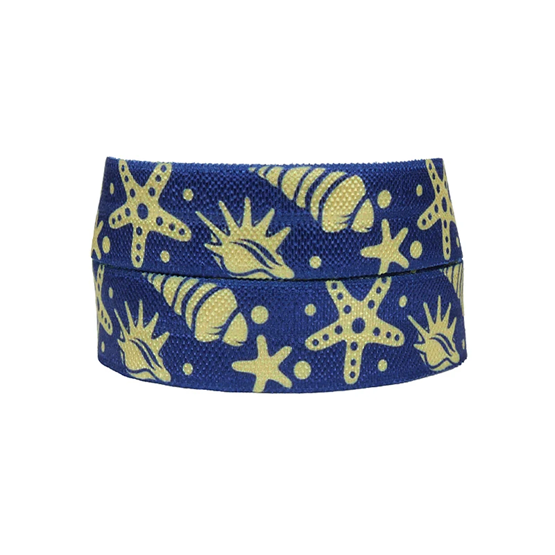 

FLRA Elasticseastar cartoon fold over elastic ribbon printed for summer hairbands