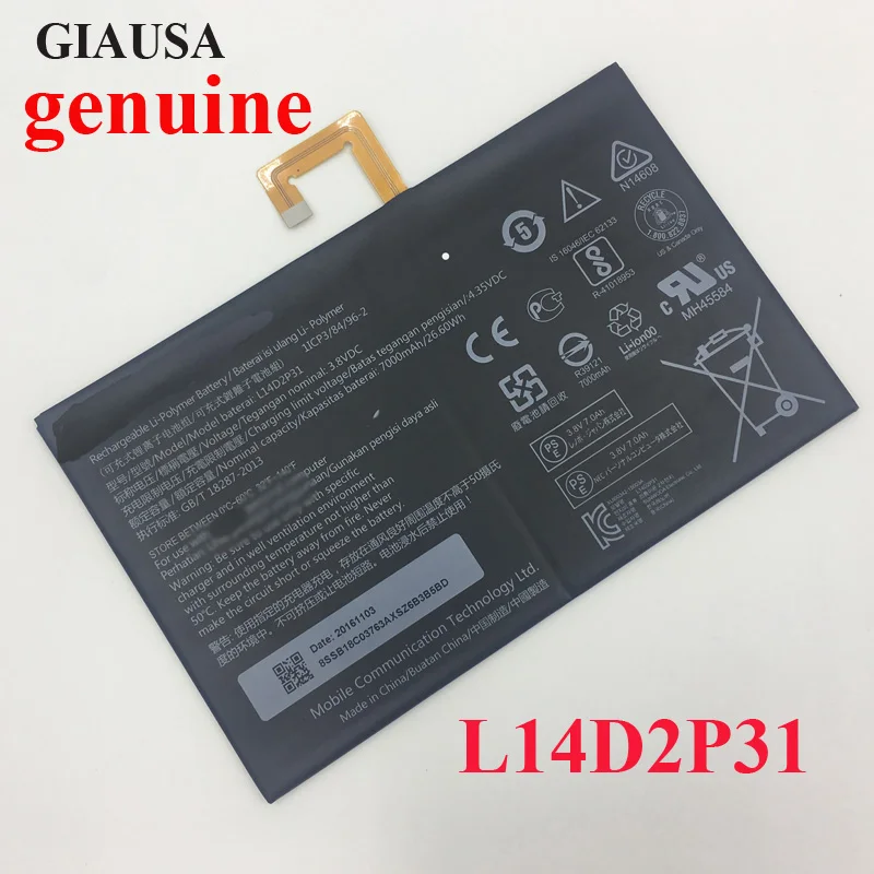 NEW L14D2P31 battery for Lenovo Tab 2 A7600-F A10-70F Tab2 A10-70 A10-70L Battery 3.8V 26.6WH