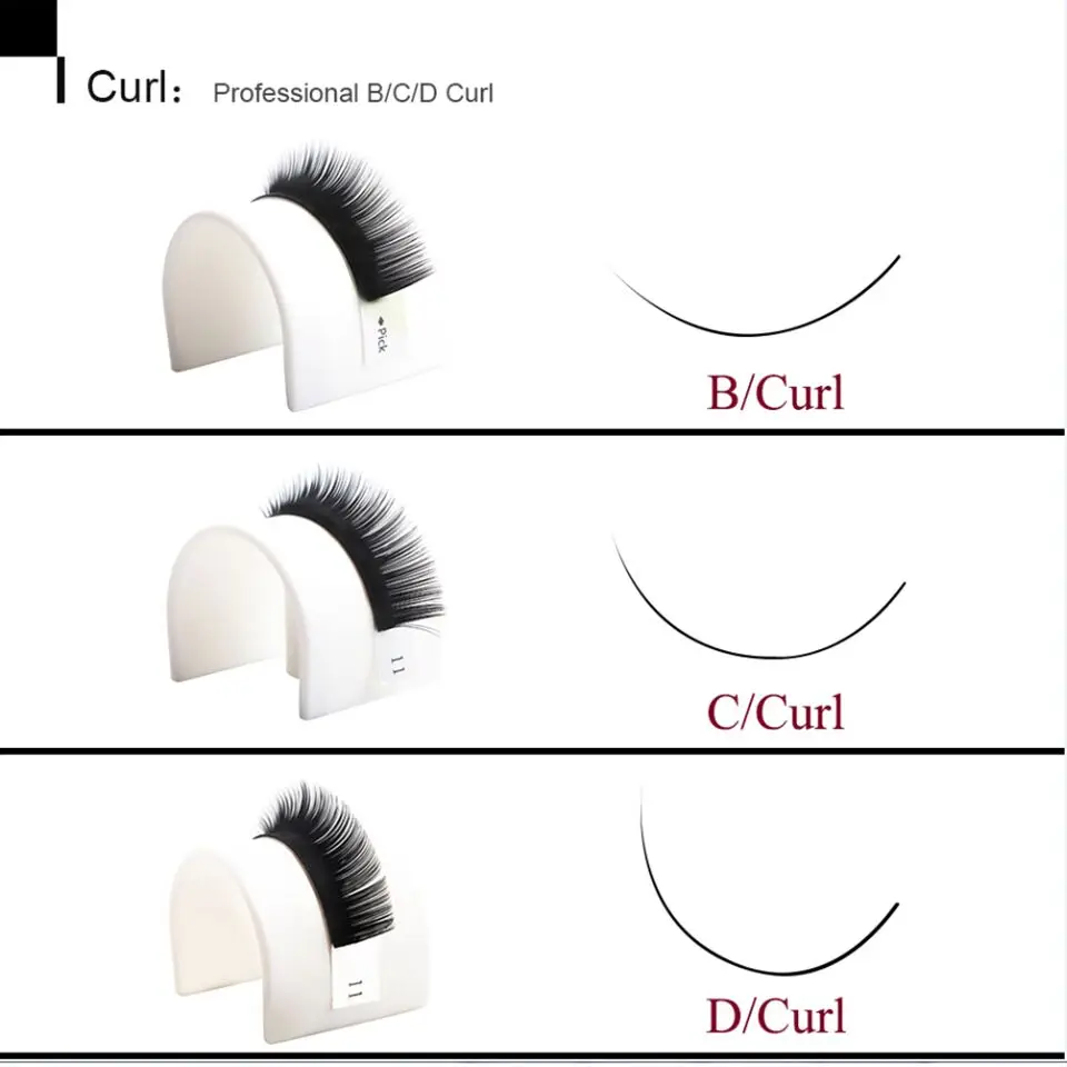 Pestañas de visón de seda BCD Curl extensión de pestañas postizas individuales Cilios falsos gruesos extensión de pestañas herramientas de maquillaje