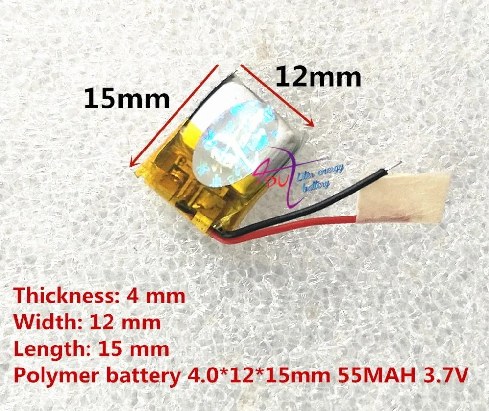 3.7V,55mAH,[401215] PLIB; polymer lithium ion / Li-ion battery for GPS,mp3,mp4,mp5,dvd,bluetooth,model toy